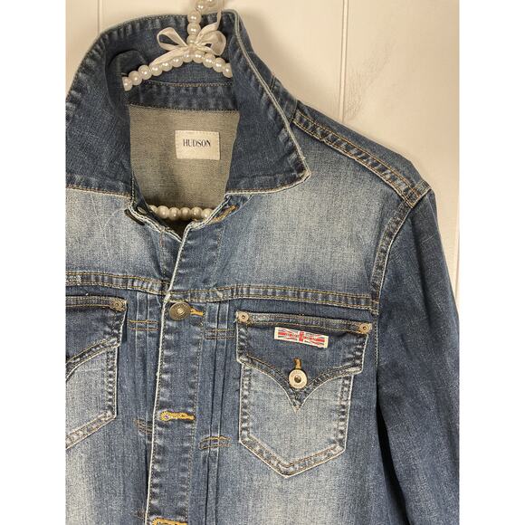 Hudson Jeans Women's Denim Jacket Intentional Distressing Size XL - Picture 5 of 8